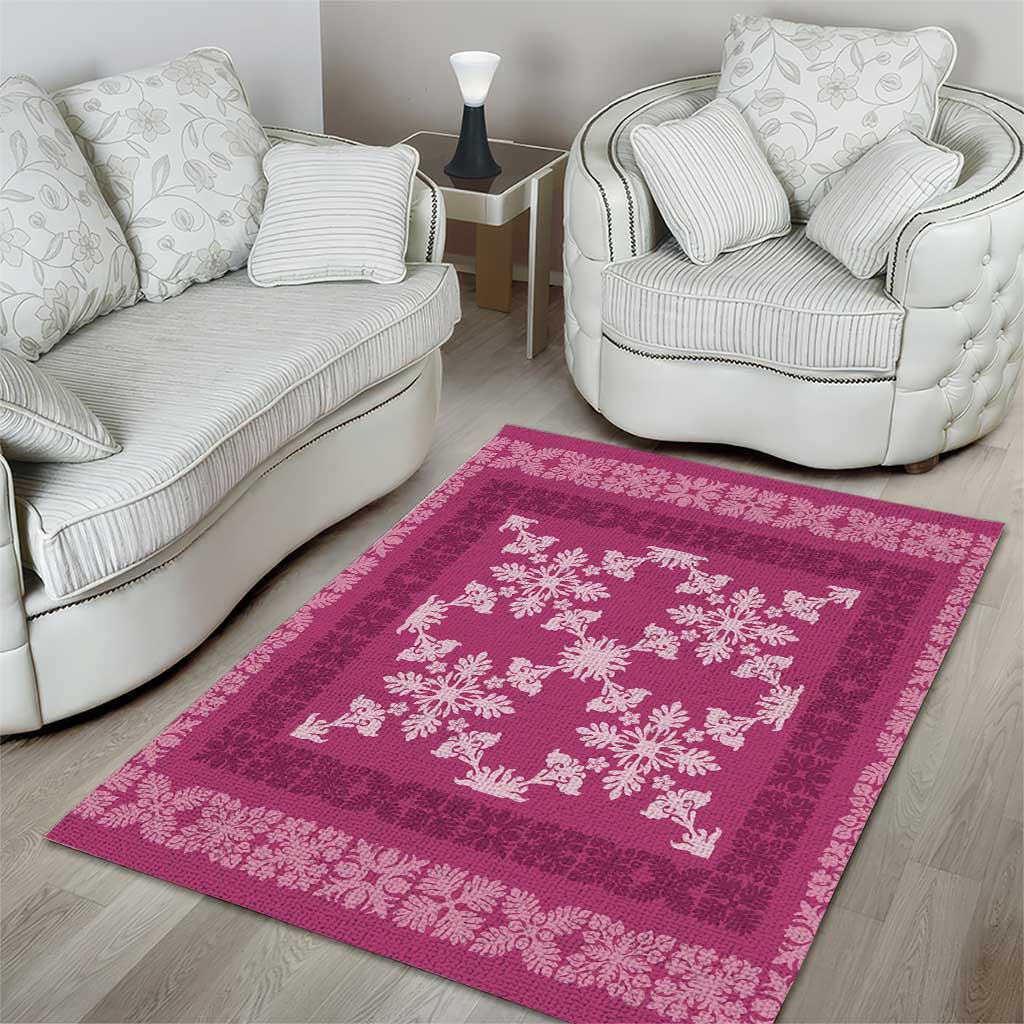 Hawaiian Quilt Pattern Area Rug Pink Hawaii Culture Tropical - Polynesian Pride