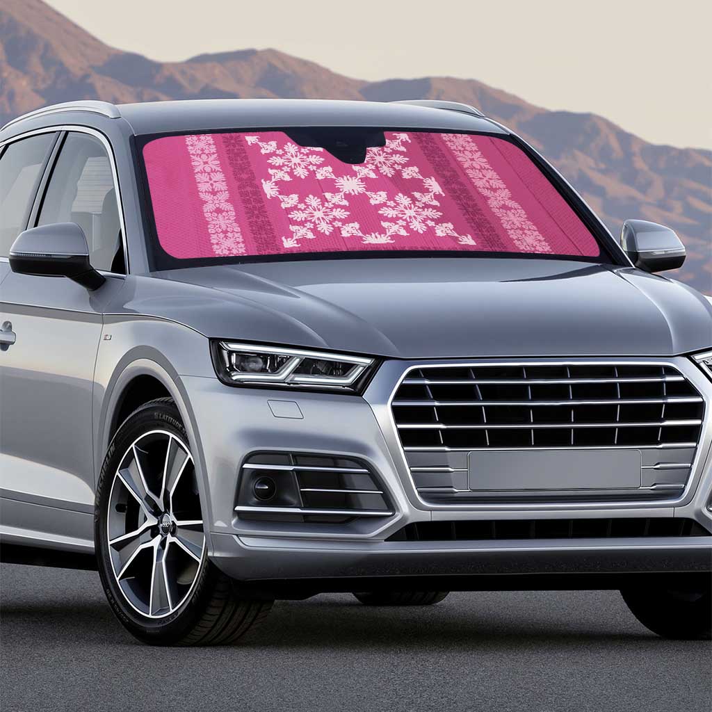 Hawaiian Quilt Pattern Auto Sun Shade Pink Hawaii Culture Tropical - Polynesian Pride