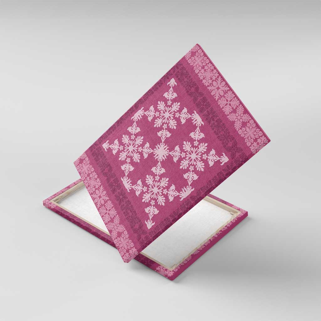 Hawaiian Quilt Pattern Canvas Wall Art Pink Hawaii Culture Tropical - Polynesian Pride