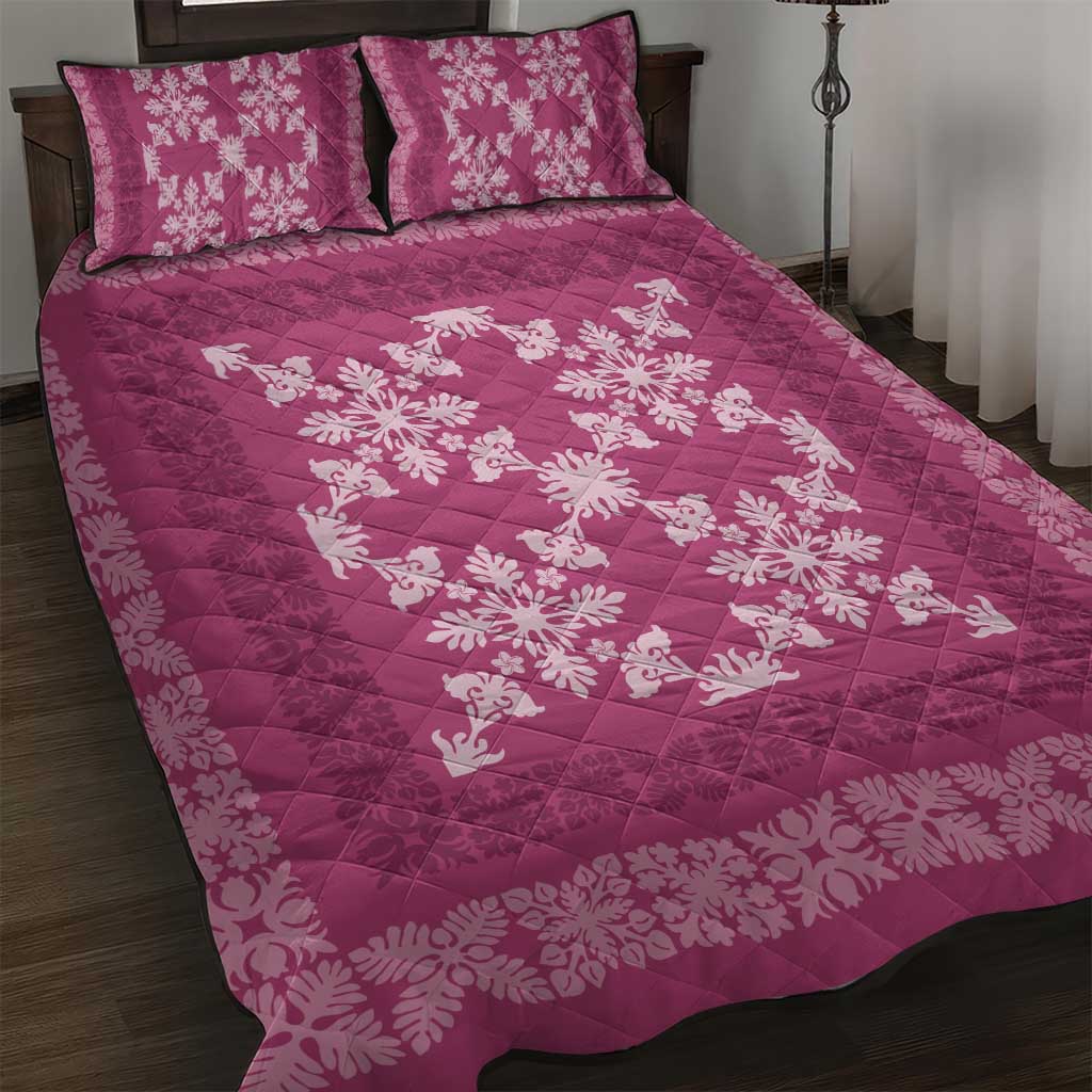 Hawaiian Quilt Pattern Quilt Bed Set Pink Hawaii Culture Tropical - Polynesian Pride