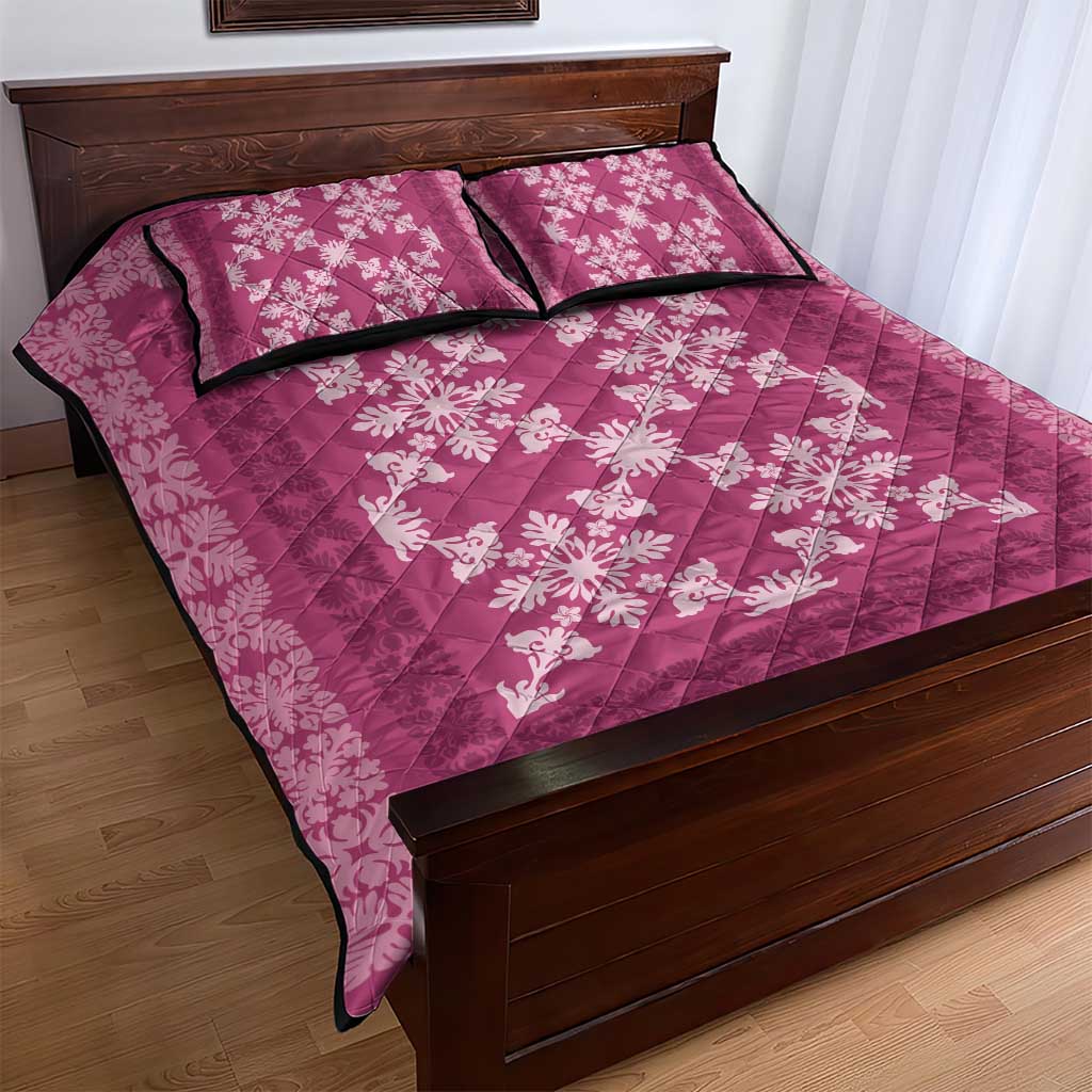 Hawaiian Quilt Pattern Quilt Bed Set Pink Hawaii Culture Tropical - Polynesian Pride