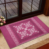 Hawaiian Quilt Pattern Rubber Doormat Pink Hawaii Culture Tropical - Polynesian Pride
