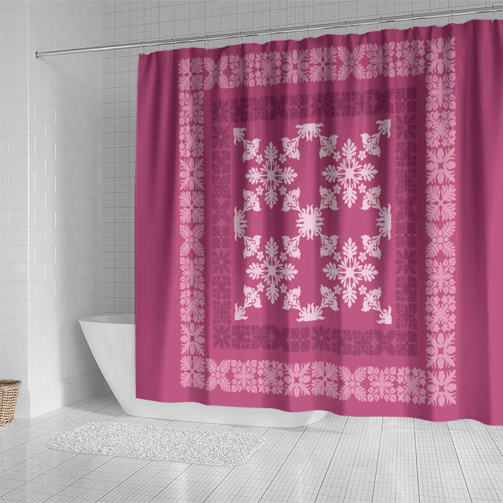 Hawaiian Quilt Pattern Shower Curtain Pink Hawaii Culture Tropical - Polynesian Pride