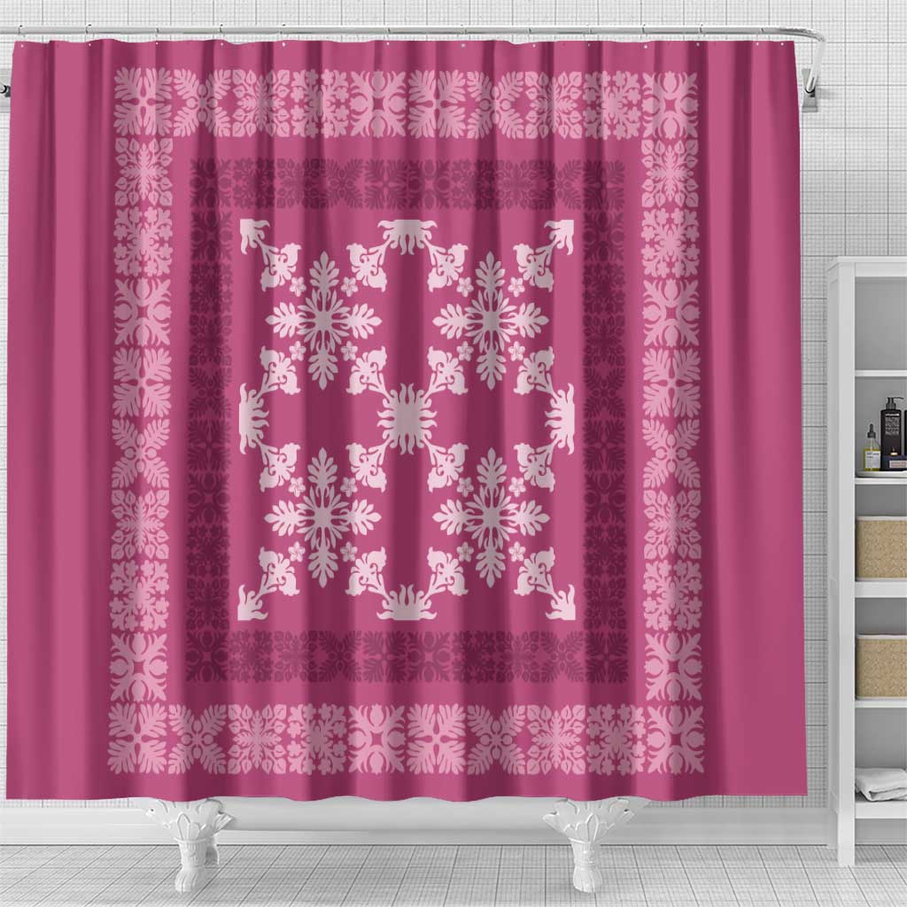 Hawaiian Quilt Pattern Shower Curtain Pink Hawaii Culture Tropical - Polynesian Pride