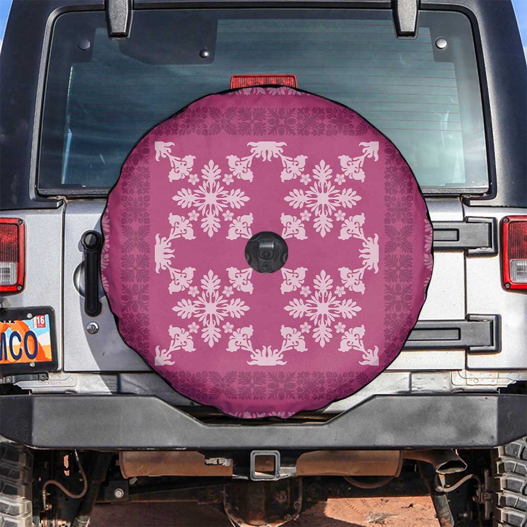 Hawaiian Quilt Pattern Spare Tire Cover Pink Hawaii Culture Tropical - Polynesian Pride