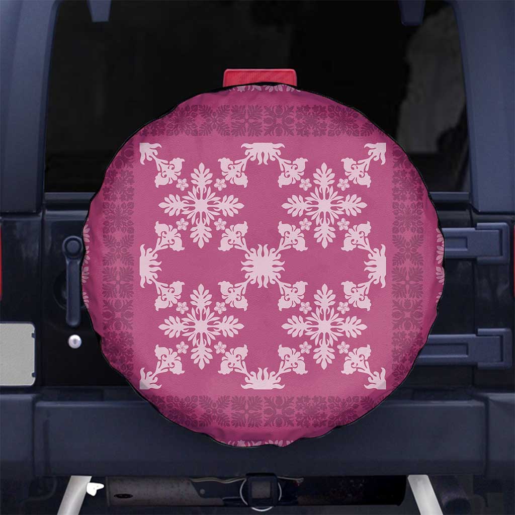 Hawaiian Quilt Pattern Spare Tire Cover Pink Hawaii Culture Tropical - Polynesian Pride