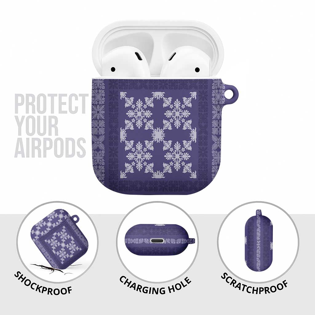 Hawaiian Quilt Pattern AirPods Case Purple Hawaii Culture Tropical - Polynesian Pride