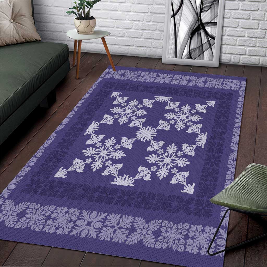Hawaiian Quilt Pattern Area Rug Purple Hawaii Culture Tropical - Polynesian Pride
