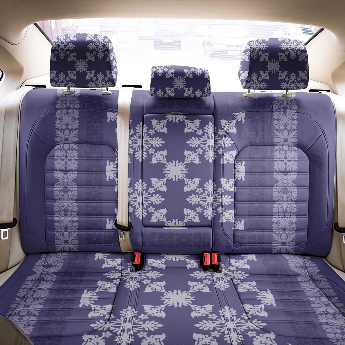 Hawaiian Quilt Pattern Back Car Seat Cover Purple Hawaii Culture Tropical - Polynesian Pride