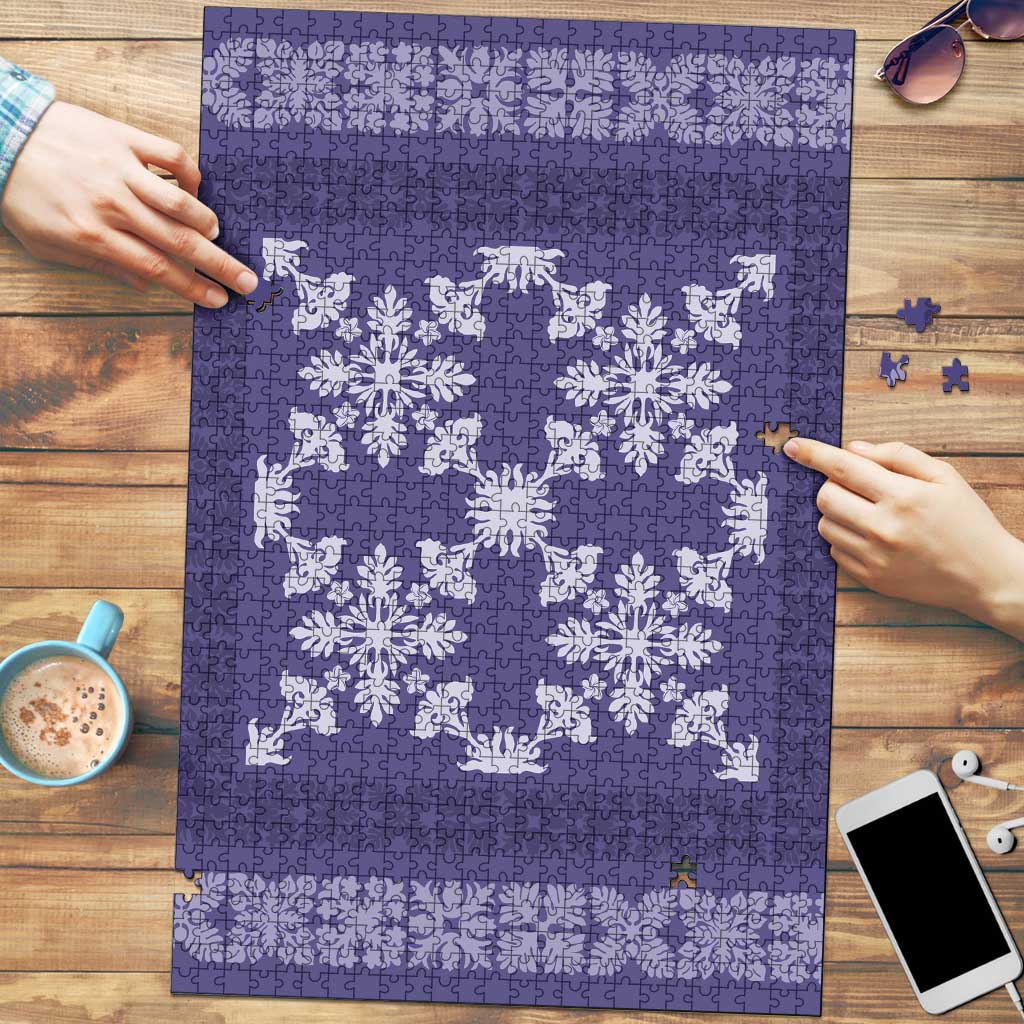 Hawaiian Quilt Pattern Puzzle Purple Hawaii Culture Tropical - Polynesian Pride