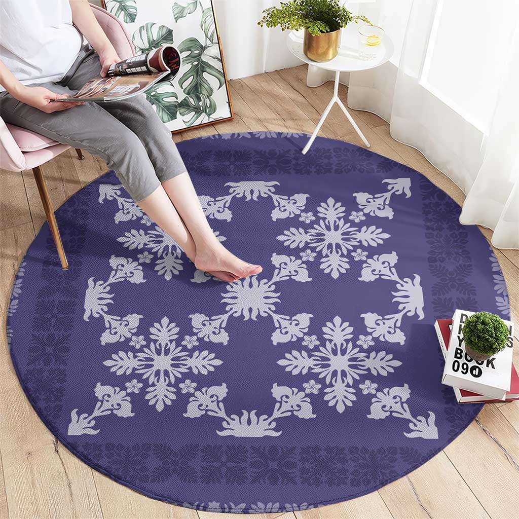 Hawaiian Quilt Pattern Round Carpet Purple Hawaii Culture Tropical - Polynesian Pride