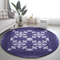 Hawaiian Quilt Pattern Round Carpet Purple Hawaii Culture Tropical - Polynesian Pride