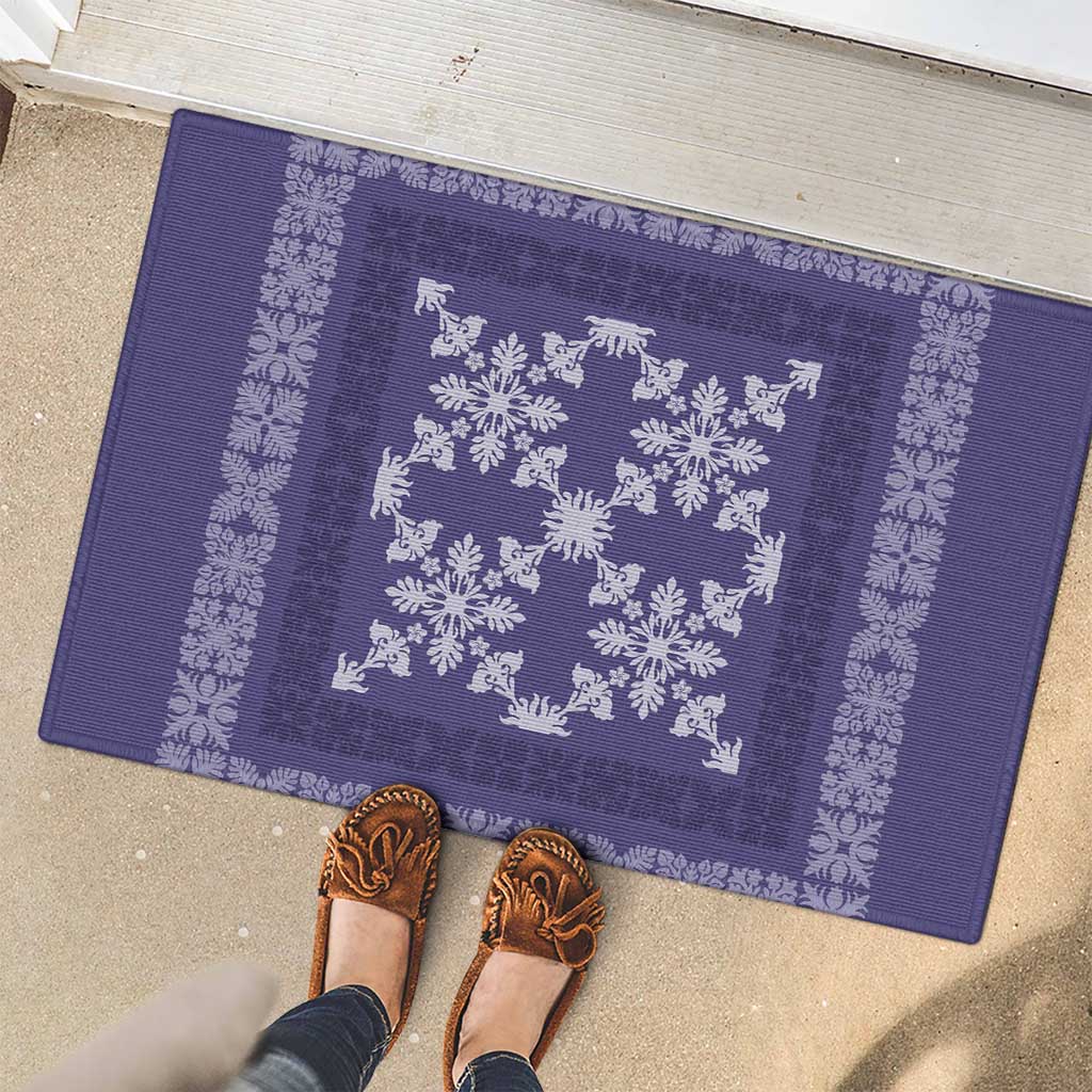 Hawaiian Quilt Pattern Rubber Doormat Purple Hawaii Culture Tropical - Polynesian Pride