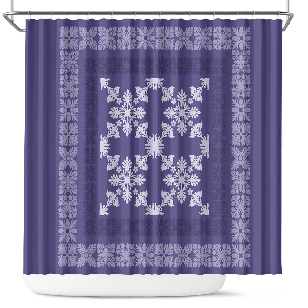 Hawaiian Quilt Pattern Shower Curtain Purple Hawaii Culture Tropical - Polynesian Pride