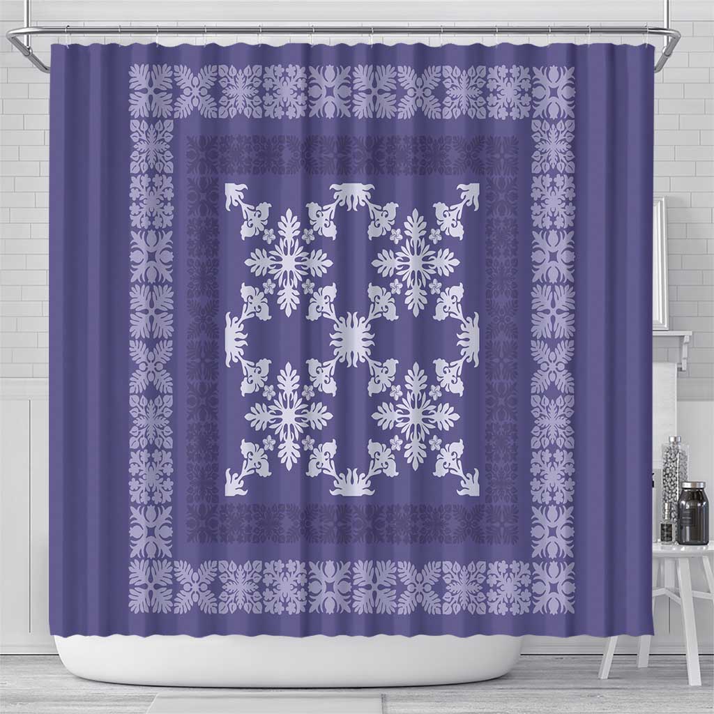 Hawaiian Quilt Pattern Shower Curtain Purple Hawaii Culture Tropical - Polynesian Pride