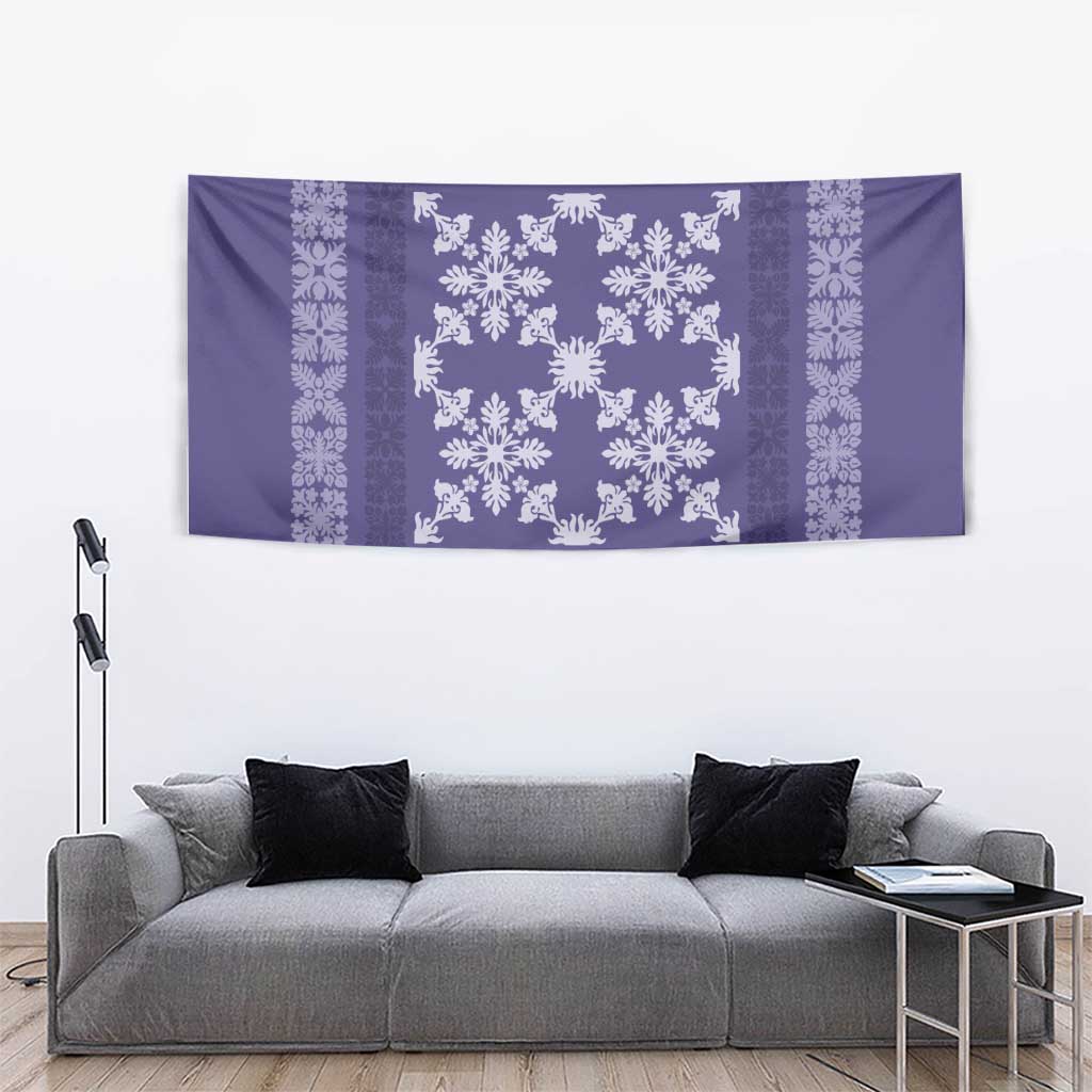 Hawaiian Quilt Pattern Tapestry Purple Hawaii Culture Tropical - Polynesian Pride