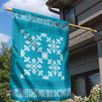 Hawaiian Quilt Pattern Garden Flag Teal Hawaii Culture Tropical - Polynesian Pride