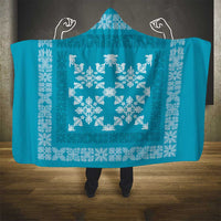 Hawaiian Quilt Pattern Hooded Blanket Teal Hawaii Culture Tropical - Polynesian Pride