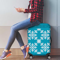 Hawaiian Quilt Pattern Luggage Cover Teal Hawaii Culture Tropical - Polynesian Pride