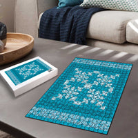 Hawaiian Quilt Pattern Puzzle Teal Hawaii Culture Tropical - Polynesian Pride