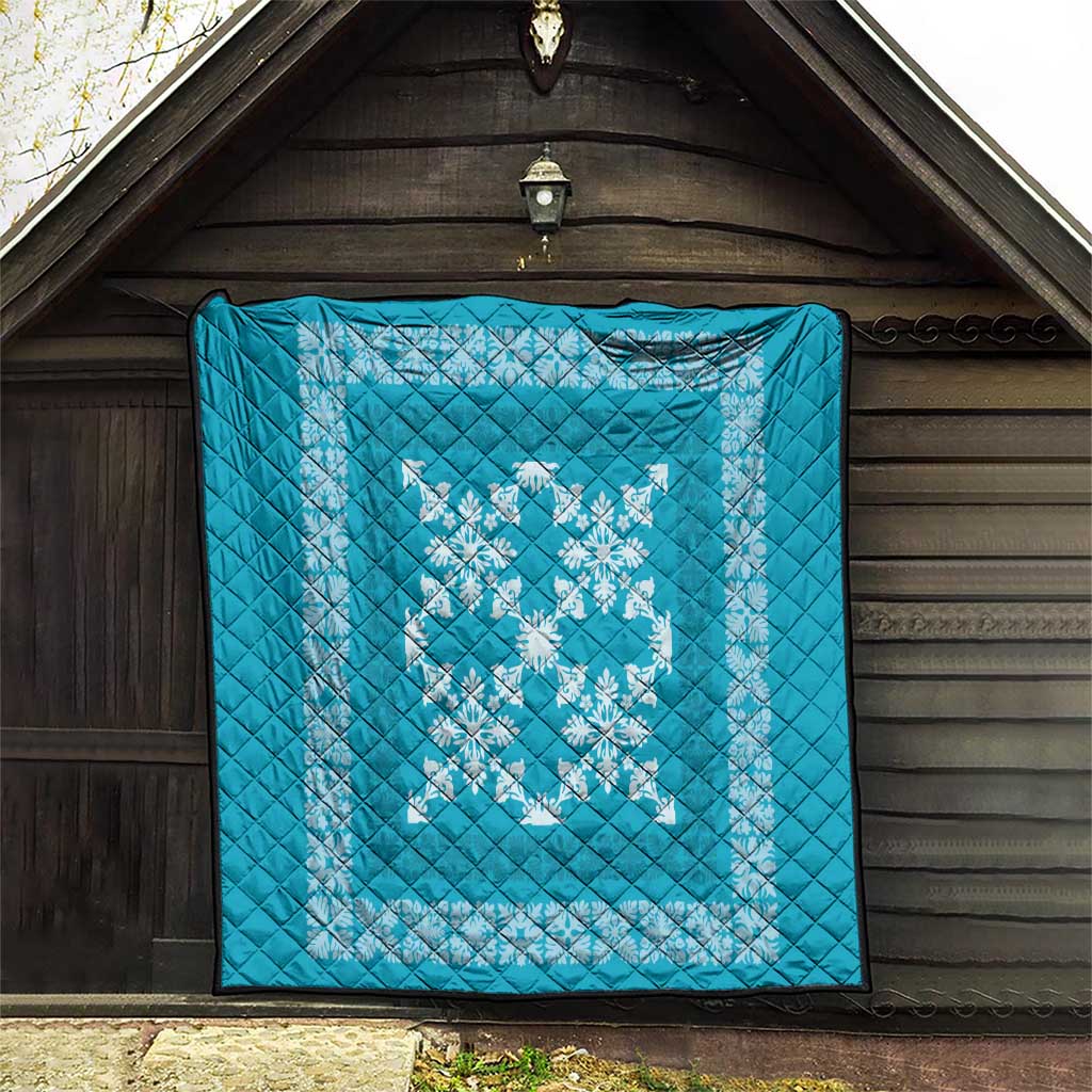 Hawaiian Quilt Pattern Quilt Teal Hawaii Culture Tropical - Polynesian Pride