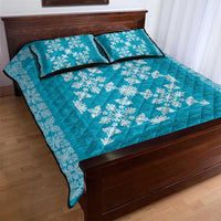 Hawaiian Quilt Pattern Quilt Bed Set Teal Hawaii Culture Tropical - Polynesian Pride