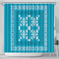 Hawaiian Quilt Pattern Shower Curtain Teal Hawaii Culture Tropical - Polynesian Pride