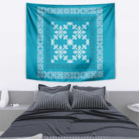 Hawaiian Quilt Pattern Tapestry Teal Hawaii Culture Tropical - Polynesian Pride