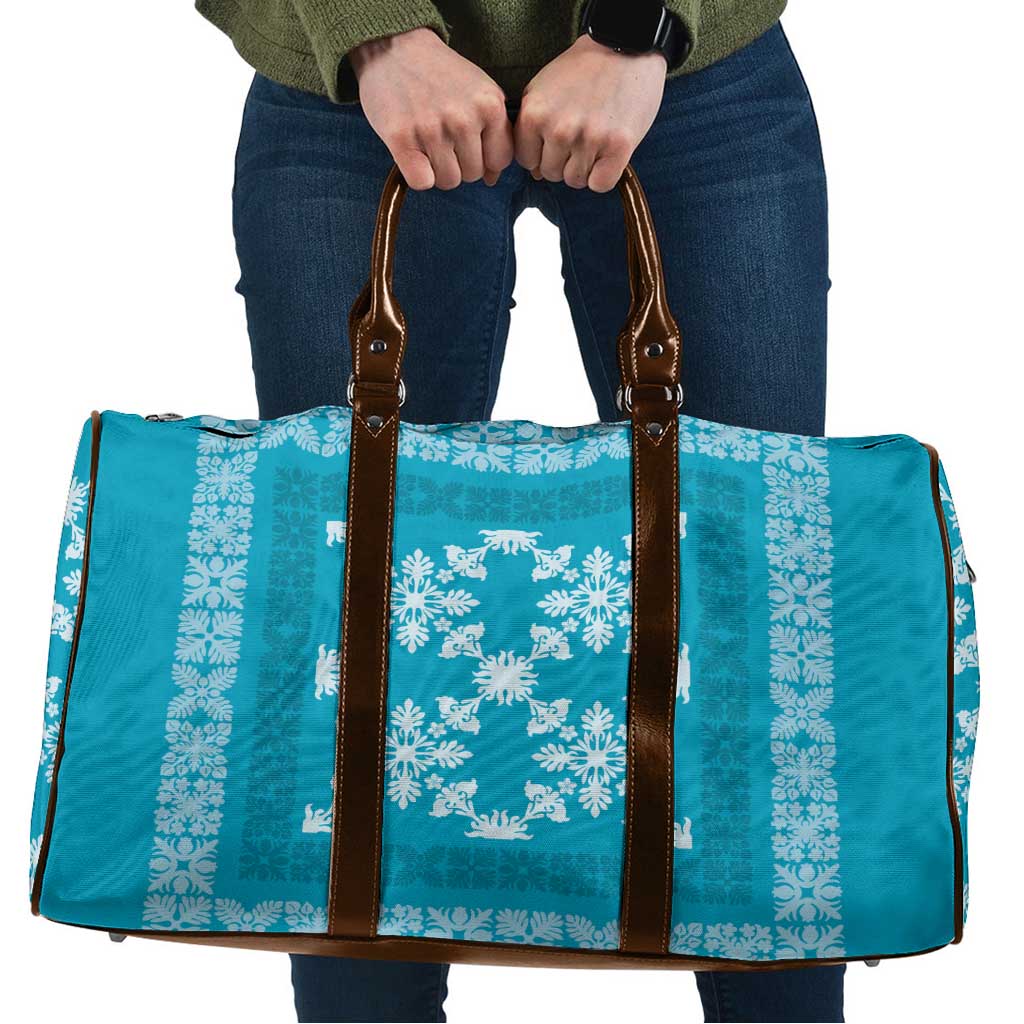 Hawaiian Quilt Pattern Travel Bag Teal Hawaii Culture Tropical - Polynesian Pride
