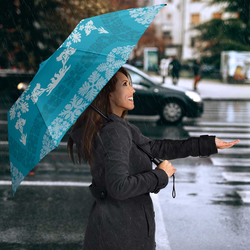 Hawaiian Quilt Pattern Umbrella Teal Hawaii Culture Tropical - Polynesian Pride