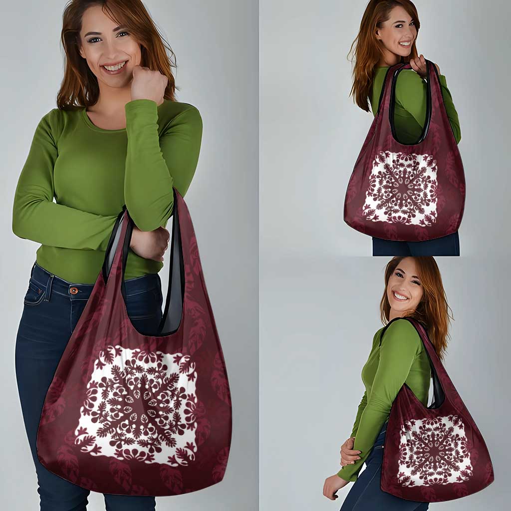 Palm Leaf Quilt Pattern Grocery Bag Hawaii Culture Floral - Polynesian Pride