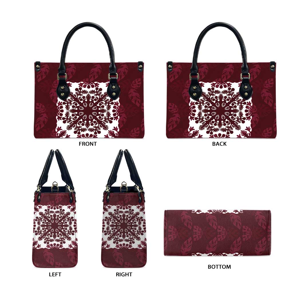 Palm Leaf Quilt Pattern Leather Bag Hawaii Culture Floral - Polynesian Pride