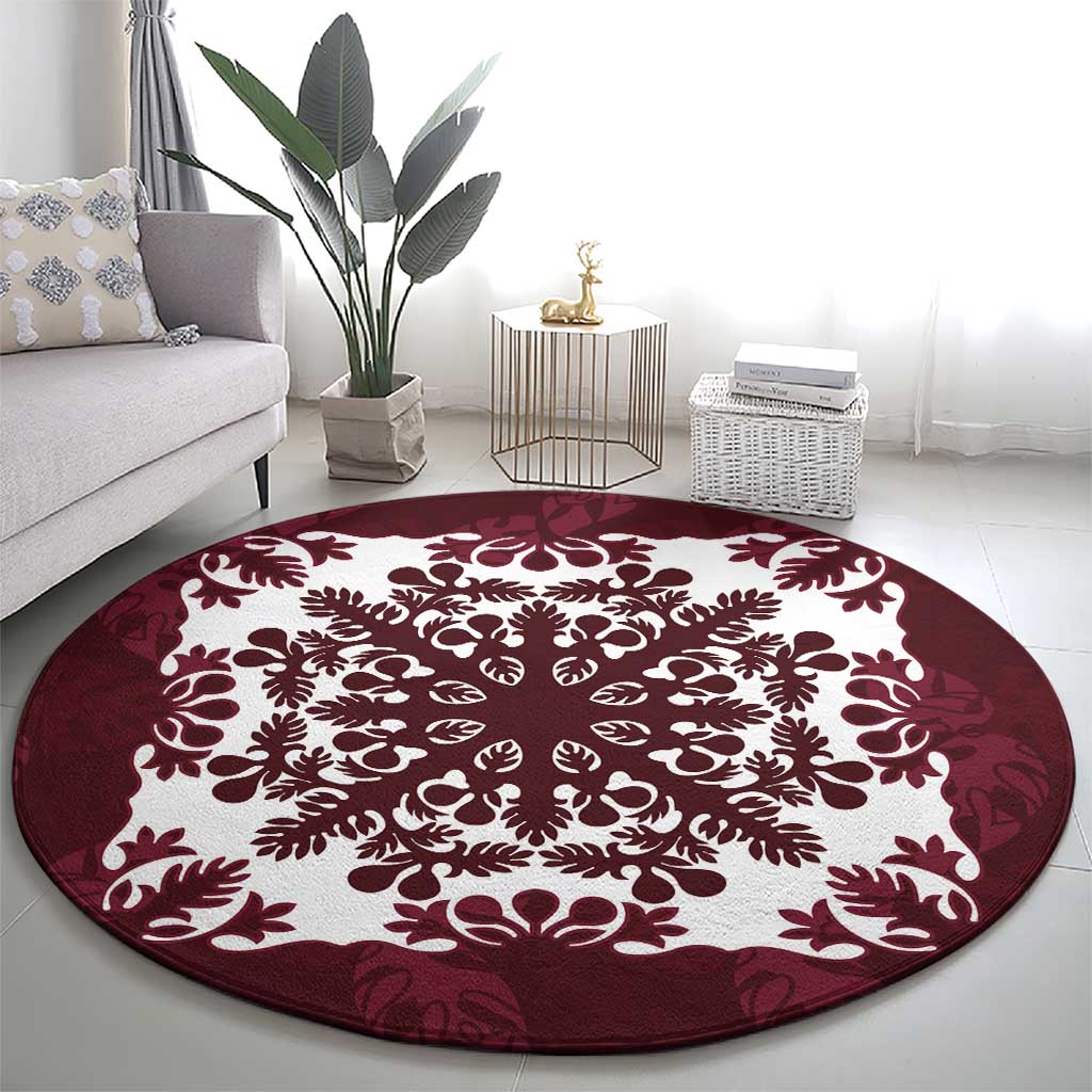 Palm Leaf Quilt Pattern Round Carpet Hawaii Culture Floral - Polynesian Pride
