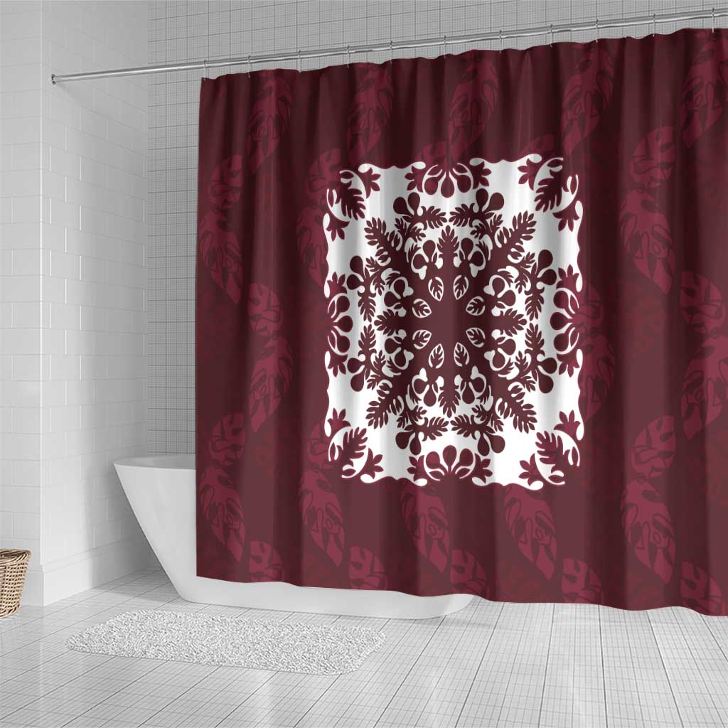 Palm Leaf Quilt Pattern Shower Curtain Hawaii Culture Floral - Polynesian Pride