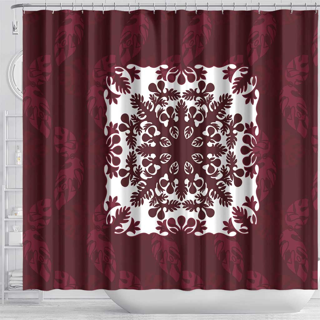Palm Leaf Quilt Pattern Shower Curtain Hawaii Culture Floral - Polynesian Pride