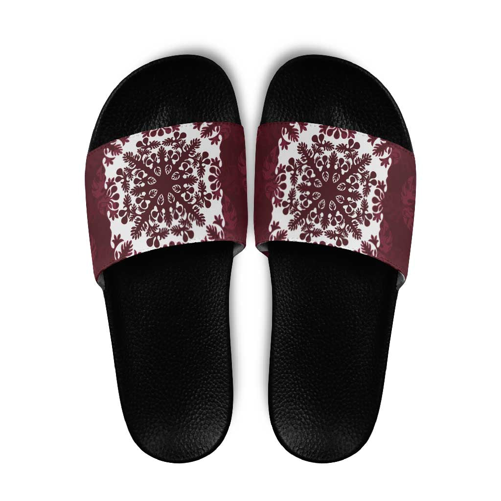 Palm Leaf Quilt Pattern Slide Sandals Hawaii Culture Floral - Polynesian Pride