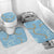 Blue Tropical Floral Palaka Bathroom Set Hawaiian Quilt Pattern - Polynesian Pride