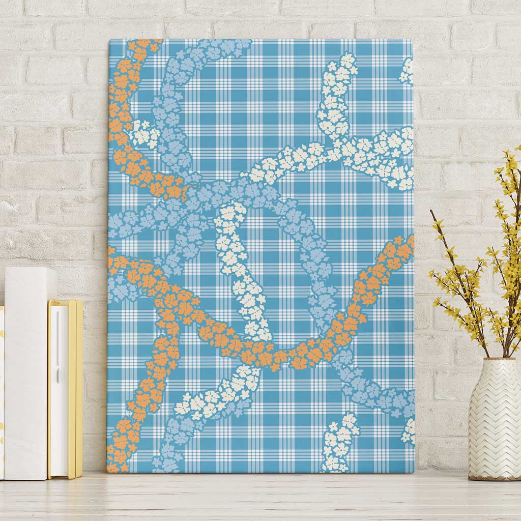Blue Tropical Floral Palaka Canvas Wall Art Hawaiian Quilt Pattern - Polynesian Pride