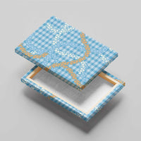 Blue Tropical Floral Palaka Canvas Wall Art Hawaiian Quilt Pattern - Polynesian Pride