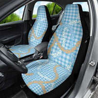 Blue Tropical Floral Palaka Car Seat Cover Hawaiian Quilt Pattern - Polynesian Pride