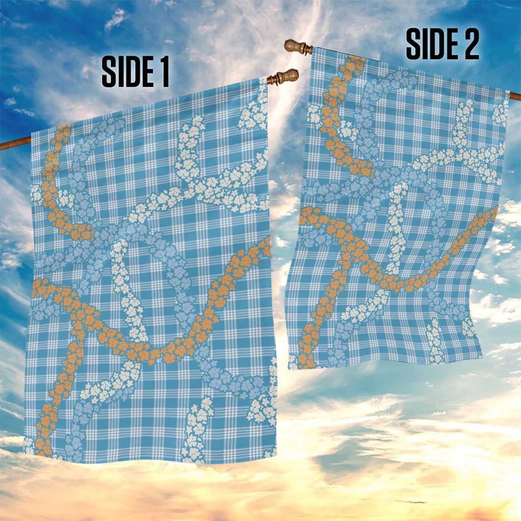 Blue Tropical Floral Palaka Garden Flag Hawaiian Quilt Pattern - Polynesian Pride
