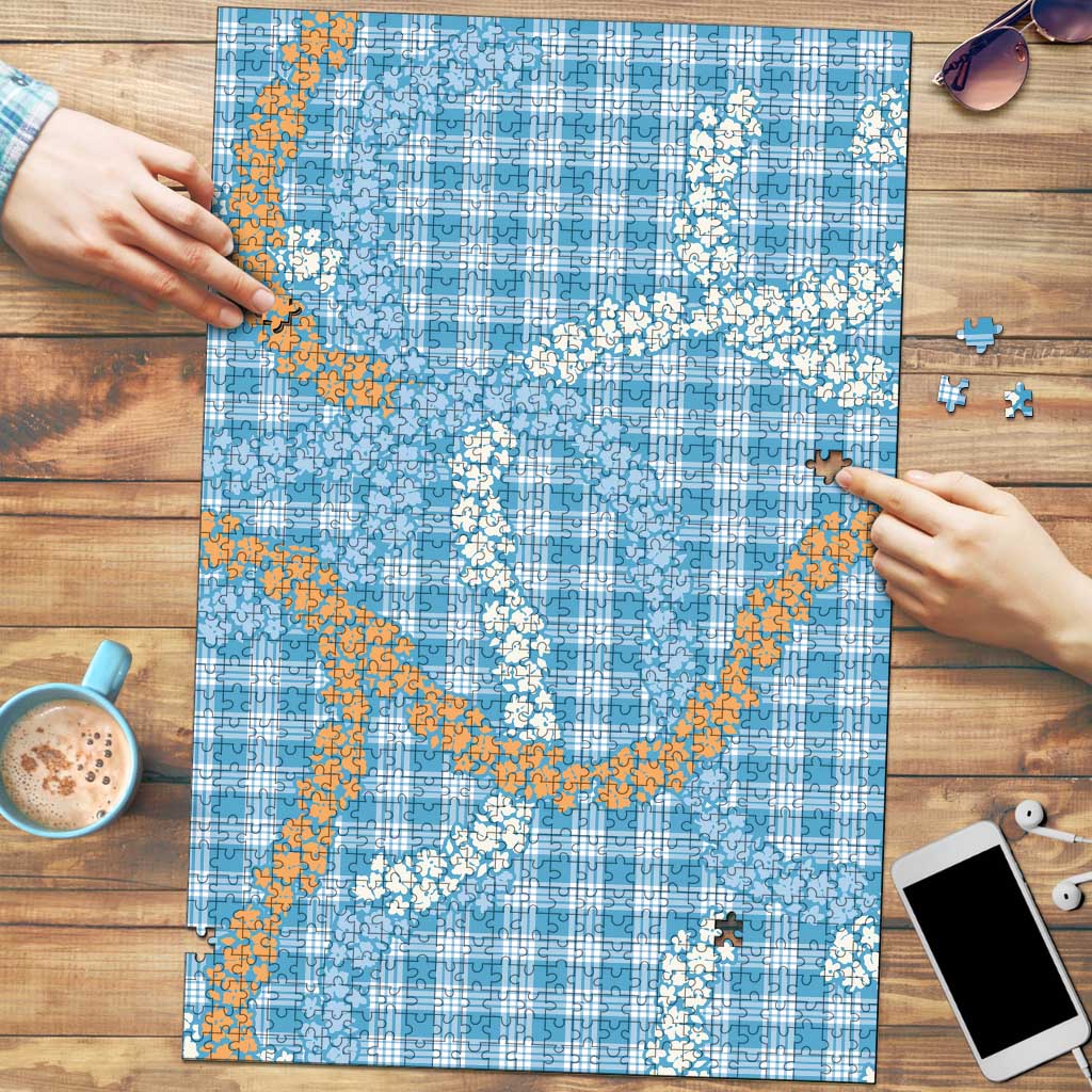Blue Tropical Floral Palaka Puzzle Hawaiian Quilt Pattern - Polynesian Pride