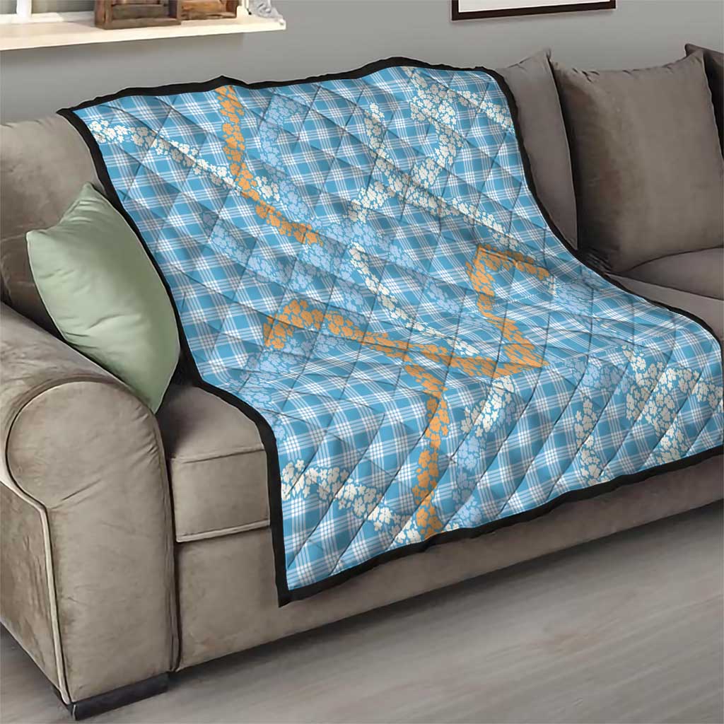 Blue Tropical Floral Palaka Quilt Hawaiian Quilt Pattern - Polynesian Pride