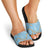 Blue Tropical Floral Palaka Slide Sandals Hawaiian Quilt Pattern - Polynesian Pride