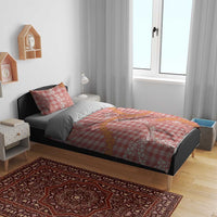 Pink Tropical Floral Palaka Bedding Set Hawaiian Quilt Pattern - Polynesian Pride