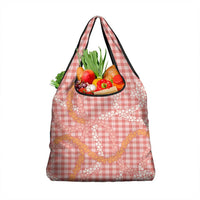 Pink Tropical Floral Palaka Grocery Bag Hawaiian Quilt Pattern - Polynesian Pride