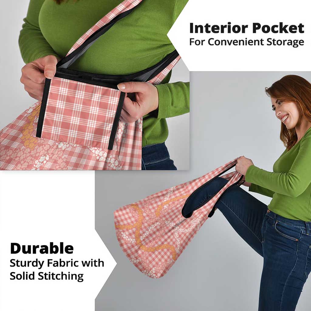 Pink Tropical Floral Palaka Grocery Bag Hawaiian Quilt Pattern - Polynesian Pride