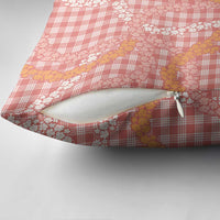 Pink Tropical Floral Palaka Pillow Cover Hawaiian Quilt Pattern - Polynesian Pride