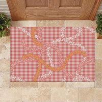 Pink Tropical Floral Palaka Rubber Doormat Hawaiian Quilt Pattern - Polynesian Pride