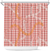 Pink Tropical Floral Palaka Shower Curtain Hawaiian Quilt Pattern - Polynesian Pride